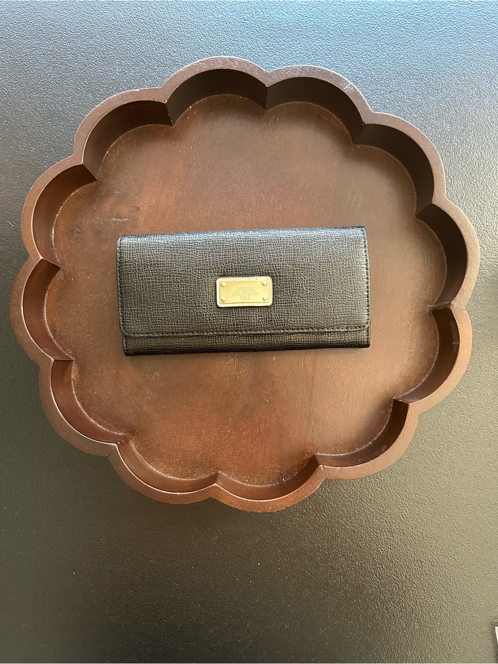 Women’s Guess Black Textured  Wallet with Gold Plaque